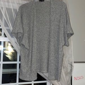 Gray short sleeve cardigan sweater